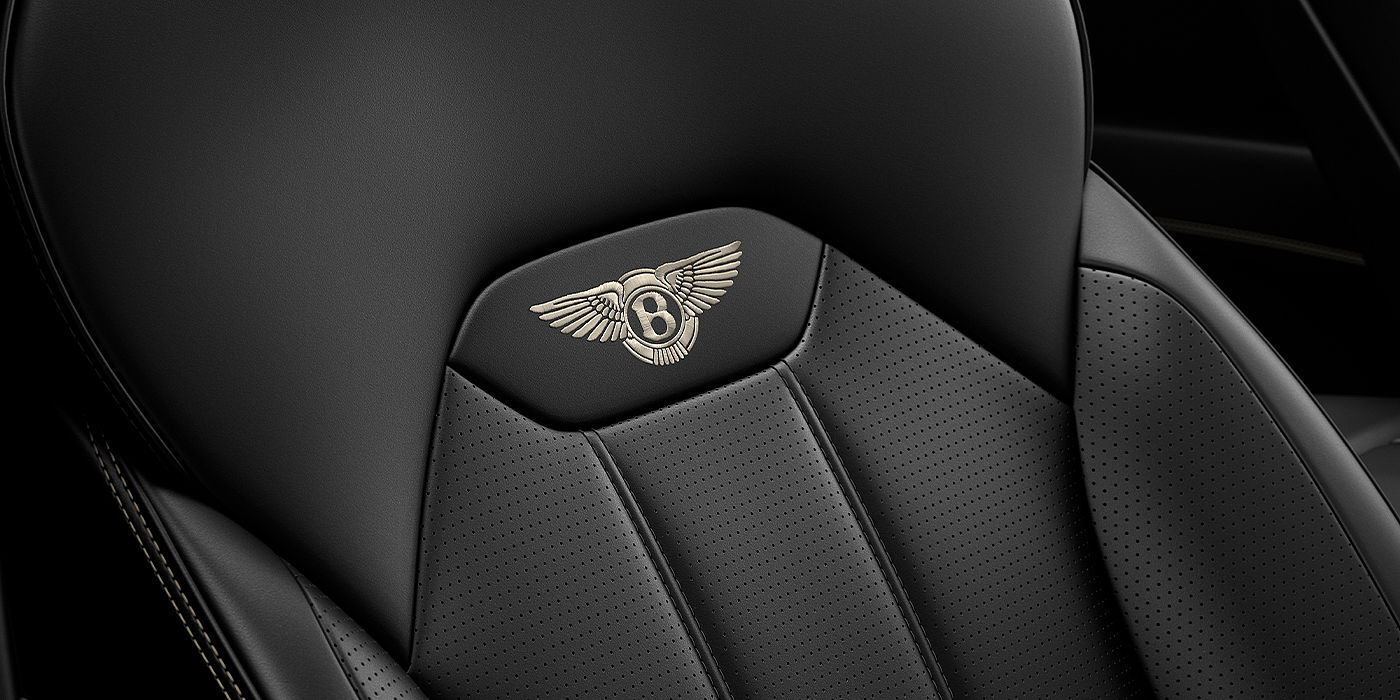 Bentley Braga Bentley Bentayga SUV seat detail in Beluga black hide