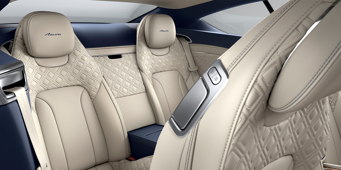 Bentley Braga Bentley Continental GT Azure coupe rear interior in Imperial Blue and Linen hide