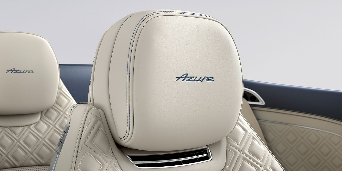 Bentley Braga Bentley Continental GTC Azure convertible seat detail in Linen hide with Azure emblem